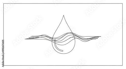 Abstract Water Drop Ripple Effect Line Art Icon