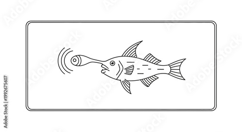 Whimsical Fish with Large Eye and Sound Waves - Cartoon Style