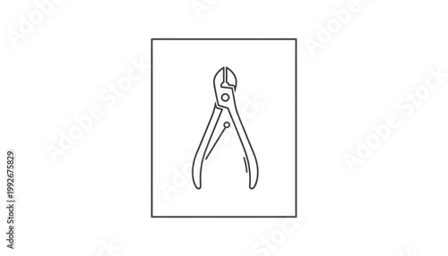 Wire Cutter Tool Icon, Vector Illustration of Pliers for Cutting Wires
