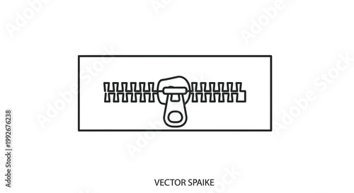 Zipper Icon Vector Graphic - Simple Line Art of a Closed Zipper