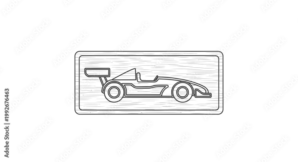 Naklejka premium Vintage Racing Car Silhouette Icon on Textured Background