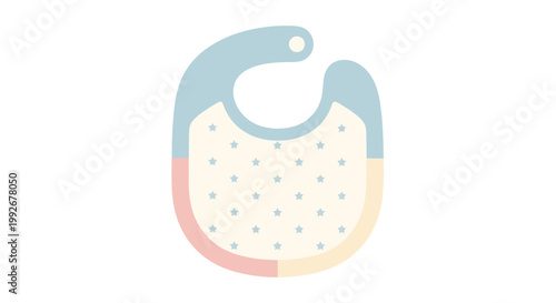 Cute baby bib with pastel colors and small dots pattern.