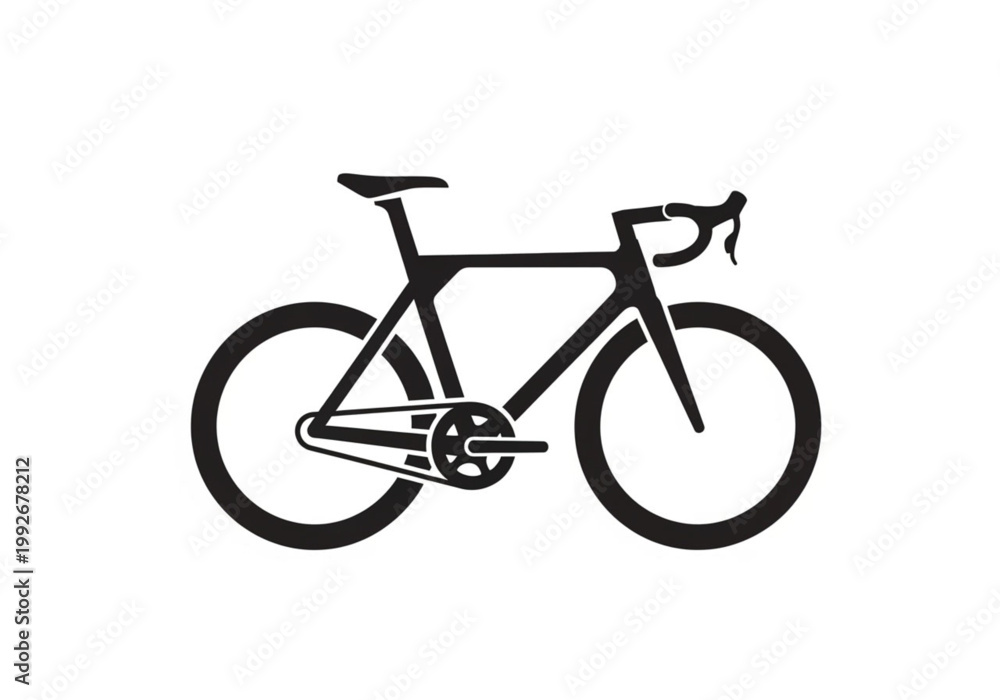 Fototapeta premium Road Bicycle Silhouette Icon, Professional Racing Bike Vector Illustration