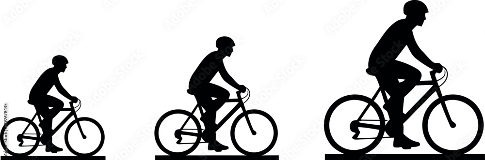 Obraz premium Evolution of cycling a silhouette progression depicting human and bicycle development over time