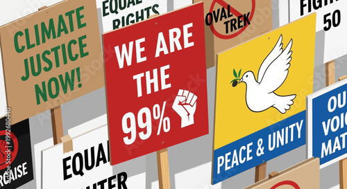 Protest Signs in Close Up Detail.