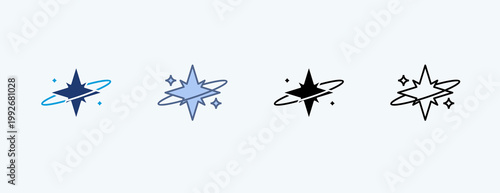 Cosmic Galaxy Multiple Icon Illustration Vector