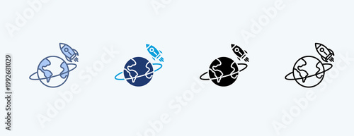 Space Exploration Multiple Icon Illustration Vector