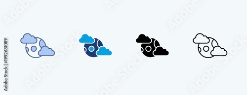 Lunar Surface Multiple Icon Illustration Vector