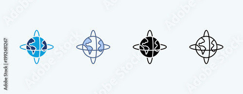 Satellite Orbit Multiple Icon Illustration Vector