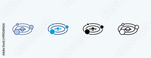 Planetary System Multiple Icon Illustration Vector