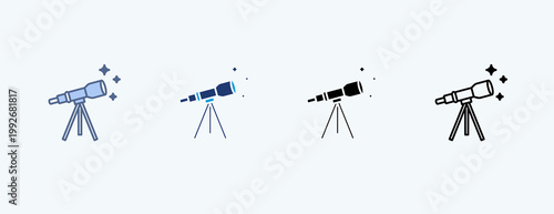 Telescope Observation Multiple Icon Illustration Vector