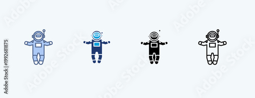 Astronaut Suit Multiple Icon Illustration Vector