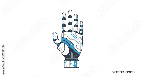 Futuristic Robotic Hand with Circuitry Details, Technology Concept