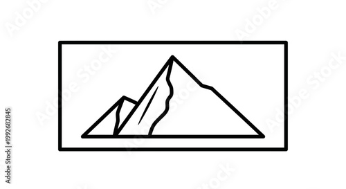 Minimalist Mountain Peak Icon, Outline Landscape Symbol, Geometric Summit Vector