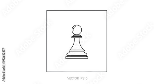 Minimalist outline drawing of a white chess pawn on a simple square background