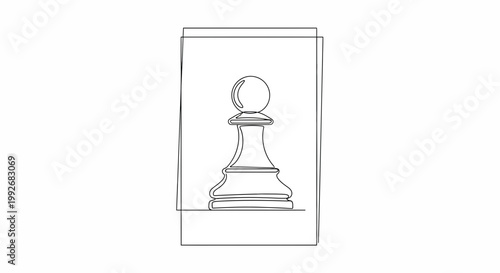 Minimalist Pawn Chess Piece Line Art Drawing on White Background