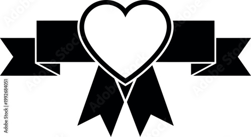Elegant black heart ribbon emblem a symbol of love recognition and affection
