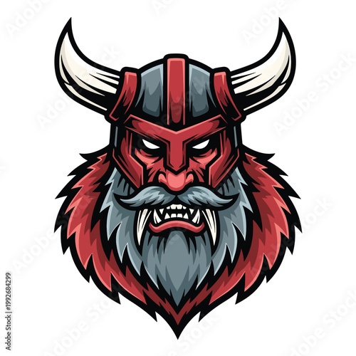Aggressive Viking Warrior Mascot Logo Design.