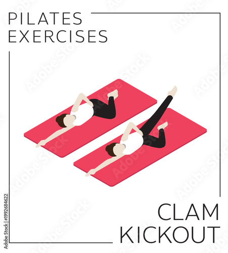 Pilates Clam Kickout Exercise Isometric Vector