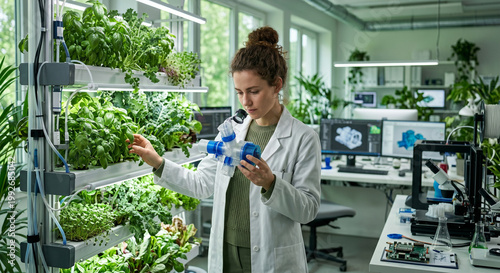 business woman in a greenhouse