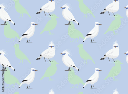 Bali Myna Bird Seamless Background Wallpaper Pattern