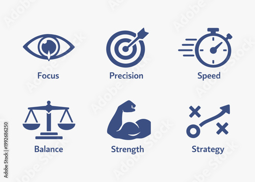 A set of depict key project phases icons focuses on simplicity, elegance, and ease of recognition. Vector Sign for Logos, Labels, and Icons.