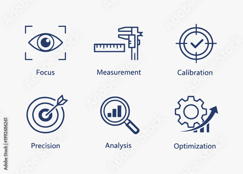A set of depict key project phases icons focuses on simplicity, elegance, and ease of recognition. Vector Sign for Logos, Labels, and Icons.