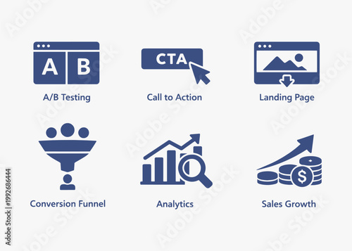 A set of Conversion Rate icons focuses on simplicity, elegance, and ease of recognition. Vector Sign for Logos, Labels, and Icons.