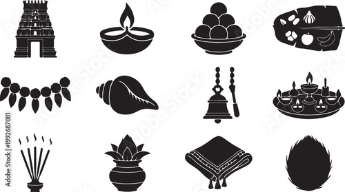 World Health Day Silhouette Set of 12 Vector Icons Medical Healthcare Wellness