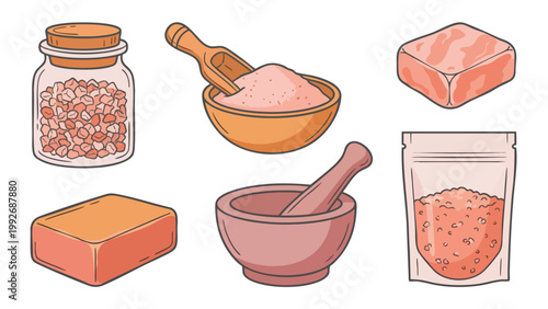Himalayan Pink Salt Set Hand Drawn Mineral Seasoning Collection
