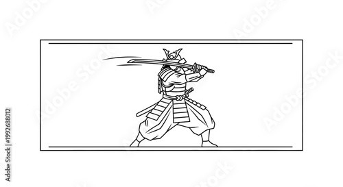 Samurai Warrior in Action: Dynamic Sword Slash Animation Frame