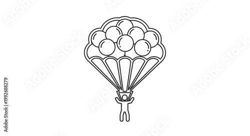 Person Parachuting with Balloons - Creative Adventure and Freedom Concept