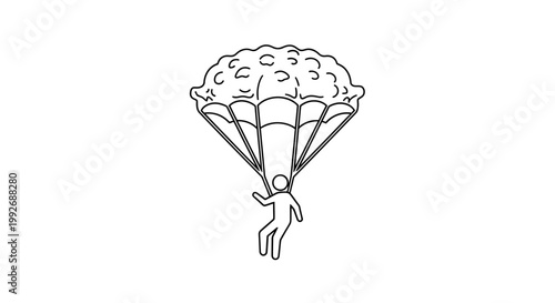 Person Parachuting with Broccoli Parachute