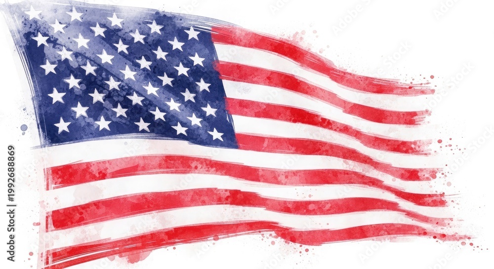 Fototapeta premium Celebrating flag day vibrant american flag waving patriotic symbolism national pride