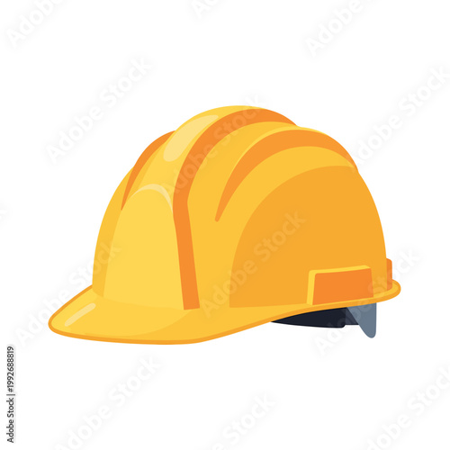 Yellow safety hard hat illustrated on a white background viewed from the side
