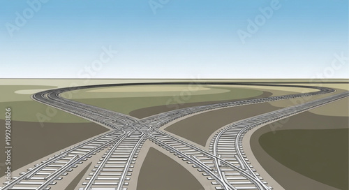 Complex Railway Junction with Multiple Tracks and Curves.