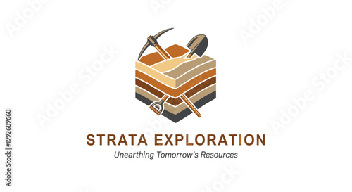 Geological Surveying Tools with Layered Rock Formation Illustration