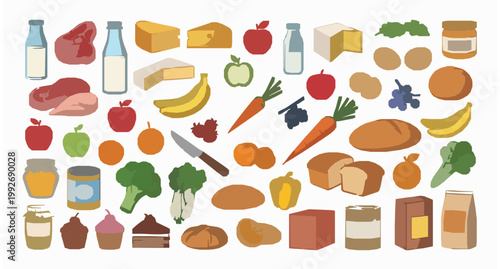 Organic Food Collection Vector – Meat, Dairy, Produce and Packaged Goods