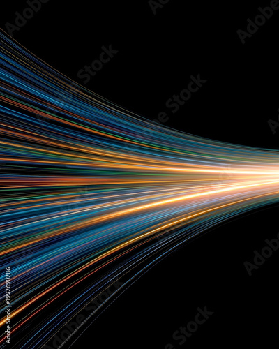 Illuminating Trajectory: A dynamic illustration captures streams of light, emanating from a single point and traversing through space with a sense of forward momentum.