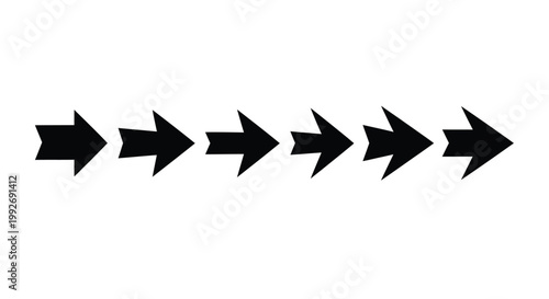 A series of black arrows pointing right a minimalist silhouette