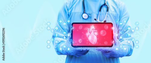Canvas Print Doctor holding a tablet