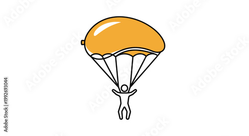 Minimalist Icon of a Person Skydiving with Orange Parachute