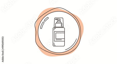 Minimalist icon of a pump bottle for cosmetics or skincare, isolated on white background.