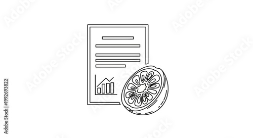 Financial Report with Citrus Fruit Slice, Business Growth Concept