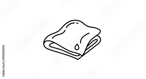 Hand Drawn Doodle of a Wet Cloth or Rag with a Water Droplet