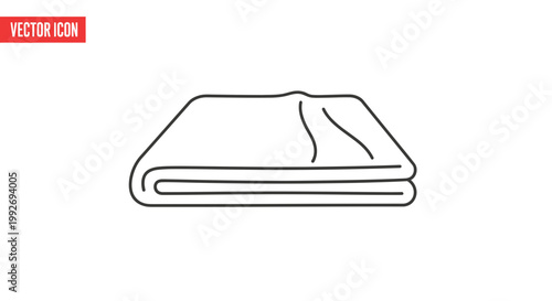 Folded Blanket Icon Vector Illustration, Simple Clean Design, Isolated on White Background