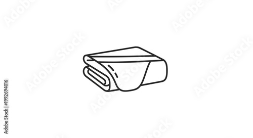 Folded Blanket Icon, Simple Line Art, Cozy Home Comfort Symbol
