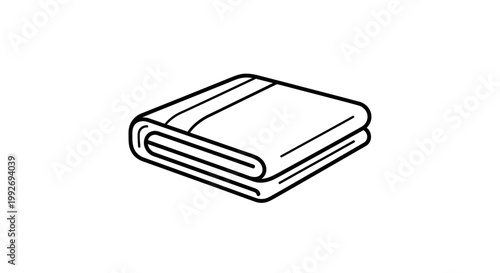 Folded Blanket Icon, Simple Line Art, Cozy Home Comfort, Minimalist Design