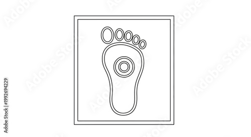 Footprint with concentric circles, symbolizing pressure points or reflexology zones.