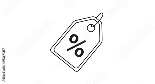 Discount tag with percentage symbol, sale icon, shopping and marketing concept